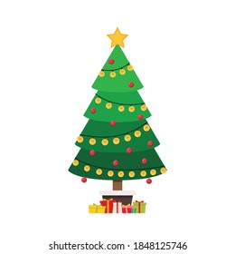 Christmas tree vector. Christmas tree on white background. free space for text.
