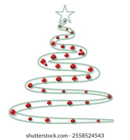 Christmas Tree Vector on white. Grass Christmas Tree Painted illustration. Sketch, drawn or painted artistic illustration of a x mas tree. Ribbon Christmas Stylish Tree. Vector can be to any size.