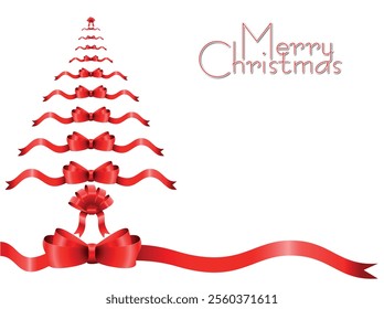 Christmas Tree Vector on white. Ribbon Christmas Tree Painted illustration. Sketch, drawn or painted artistic illustration of a x mas tree. Ribbon Christmas Stylish Tree. Vector can be to any size.