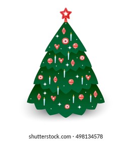 Christmas tree vector ornament star xmas gift design