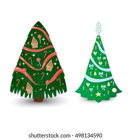 Christmas tree vector ornament star xmas gift design