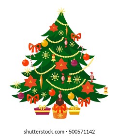 Christmas tree vector ornament star xmas gift design