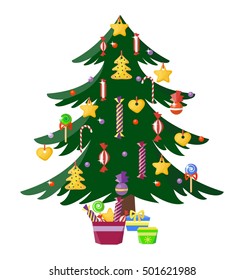 Christmas tree vector ornament star xmas gift design
