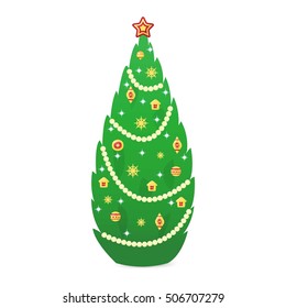 Christmas tree vector ornament star xmas gift design