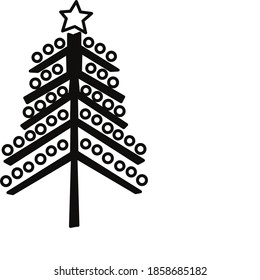 Christmas Tree Vector With Ornaments & Star on Tree Top Holiday Design