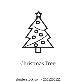 Christmas Tree vector outline Icon Design illustration. Holiday Symbol on White background EPS 10 File