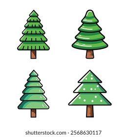 Christmas tree vector, pine tree icon set