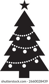 Vector del árbol de Navidad. Vector del icono de la silueta del árbol de pino aislado en el fondo blanco