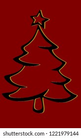 christmas tree vector postcard