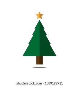 Christmas tree vector is postcard on white background.