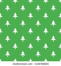 Christmas tree vector seamless pattern in green and white colors