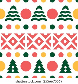 Christmas Tree Vector Seamless Pattern Set for Holiday Card Design