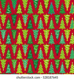 Christmas tree. vector seamless pattern.