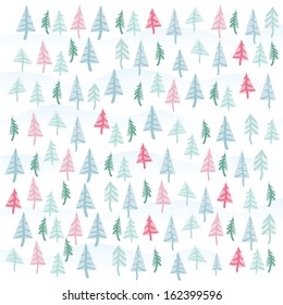 Christmas tree vector seamless wrapping paper texture.