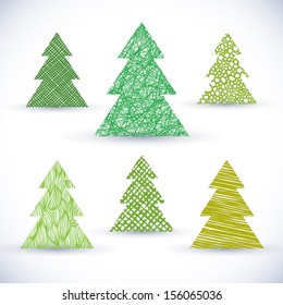 Christmas tree vector set.