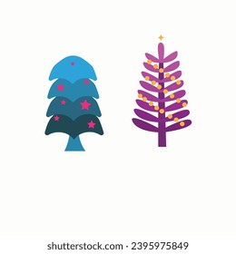 Christmas tree vector set with cartoon style