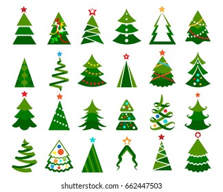 Christmas Tree Vector Set Cartoon Colored Stock Vector (Royalty Free ...