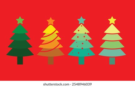christmas tree vector set. colorful christmas tree vector. christmas tree abstract vector icon set. minimal christmas tree icon collection