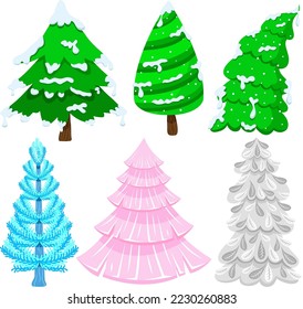 christmas tree vector set with snow artificial christmas tree spruce tree holiday season