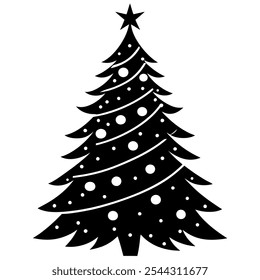 christmas tree of vector silhouette