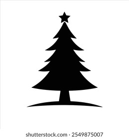 Silueta del Vector del árbol de navidad. Ilustración del árbol de Navidad aislado en el fondo blanco.