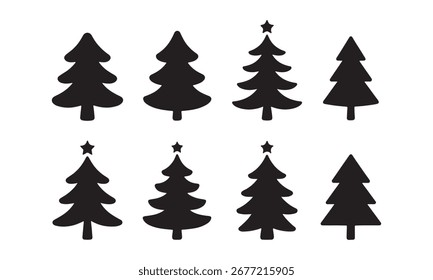 Conjunto de siluetas de Vector de árbol de Navidad - Colección de iconos de árbol de Festiva festivos