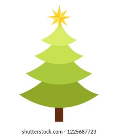 Christmas tree vector silhouette with star icon flat isolated on white background eps 10