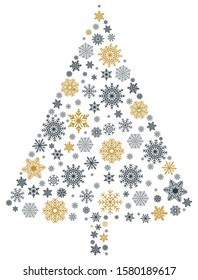 Christmas tree vector with snowflakes.
Ornament for background, wall paper and greeting cards.
On isolated white background.
