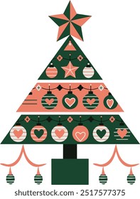 Christmas Tree Vector Style Art Illustration