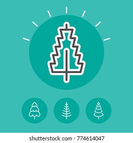 Christmas tree vector stylized simple symbols. Set of trees for xmas and new year.