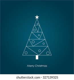 Christmas tree vector symbol in modern line art design. Xmas card template. Eps10 vector illustration.