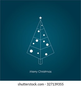 Christmas tree vector symbol in modern line art design. Xmas card template. Eps10 vector illustration.