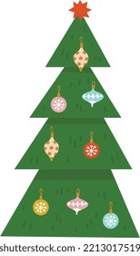 arte navideño vectorial de invierno en árboles de Navidad. 