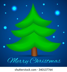 Christmas Tree. Vector Xmas Background. Merry Christmas Wishes Card