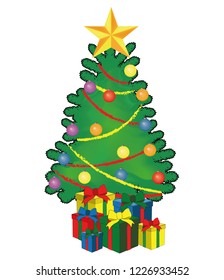 Christmas tree vectorial. Christmas presents. Vector illustration of Christmas tree with Christmas gifts
