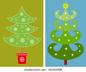 Christmas Tree Vectors, Green Christmas Trees Illustrations