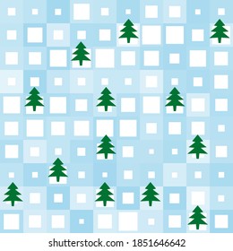 Christmas tree vectors on blue and white pixelated background, christmas decorations vector, light blue pixelated vector background, packaging design vector, vector christmas art