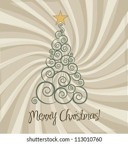 christmas tree vintage background. vector illustration