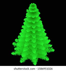 Christmas tree volumetric view from the third person. green in the snow. vector Christmas tree