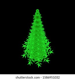 Christmas tree volumetric view from the third person. green in the snow. vector Christmas tree