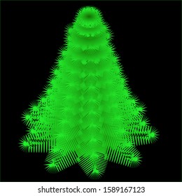 Christmas tree volumetric view from the third person. green in the snow. vector Christmas tree