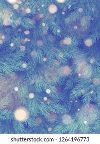 Christmas tree wall decorated. Holiday pine fir branches background. EPS 10