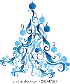 Christmas tree of water drops. Vector illustration.