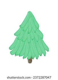 Christmas tree with watercolor brushes.Vector illustration