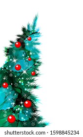 Christmas tree watercolor. Merry Christmas Card. Vector illustration.