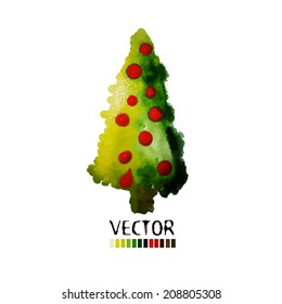 Christmas tree watercolor. Vector