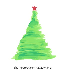 christmas tree watercolor vector