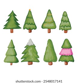 Christmas tree watercolor vector illustration