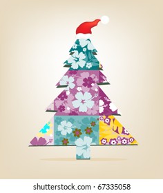 Christmas tree wearing a cap.