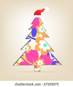 Christmas tree wearing a cap.